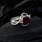 Garnet Solitaire Japanese Sterling Silver Red Gems Delicate Luxurious Ring Jewelry