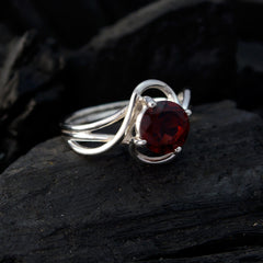 Granat Solitär Japanisches Sterling Silber Rote Edelsteine Zarter Luxuriöser Ring Schmuck