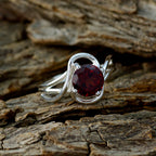 Garnet Solitaire Japanese Sterling Silver Red Gems Delicate Luxurious Ring Jewelry
