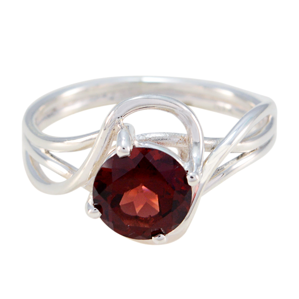 Granat Solitär Japanisches Sterling Silber Rote Edelsteine Zarter Luxuriöser Ring Schmuck
