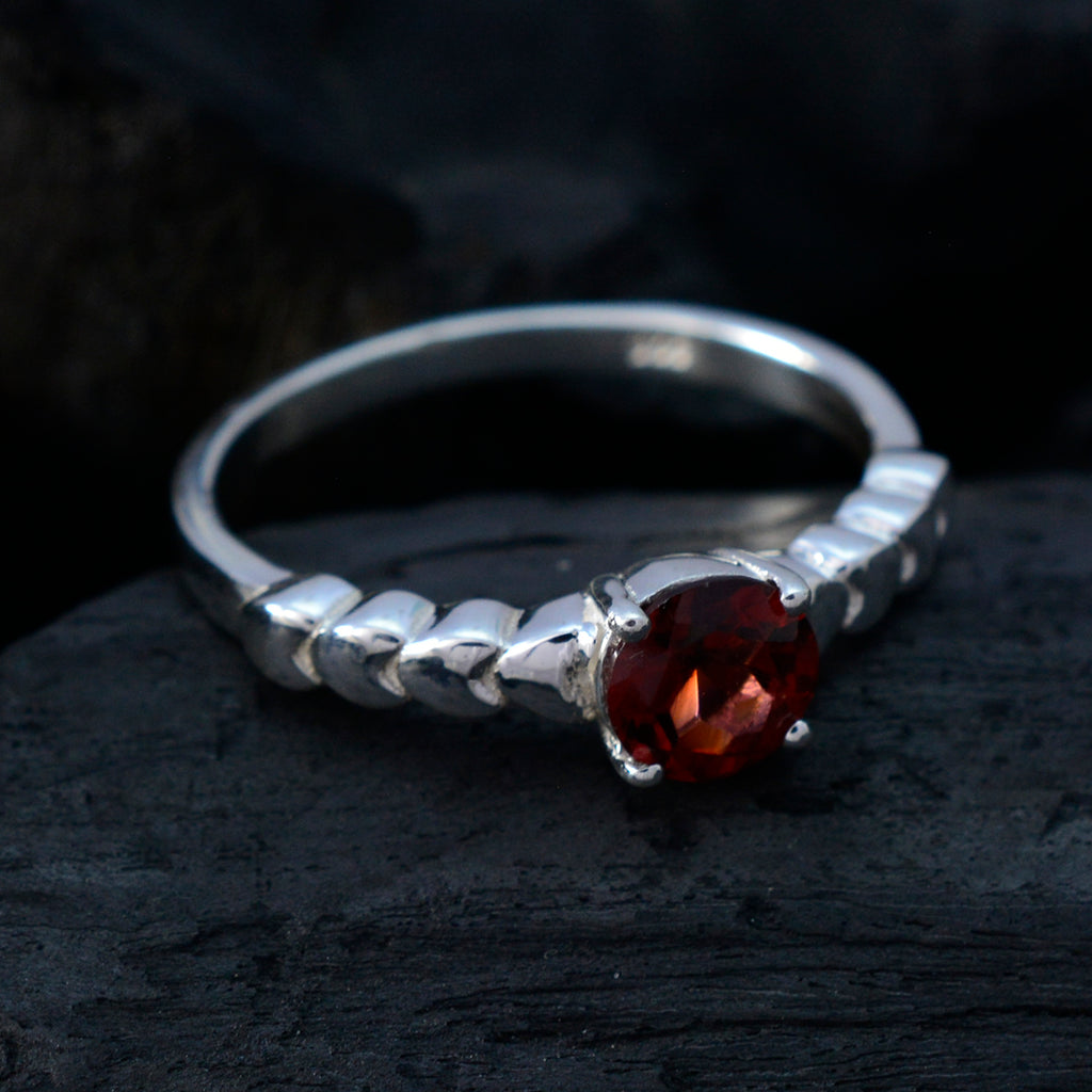 Garnet Solitaire Japanese 925 Silver Red Gems Whisper thin Luxurious Ring Jewelry