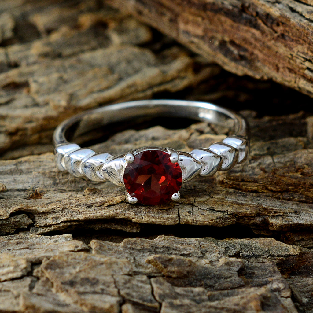 Garnet Solitaire Japanese 925 Silver Red Gems Whisper thin Luxurious Ring Jewelry