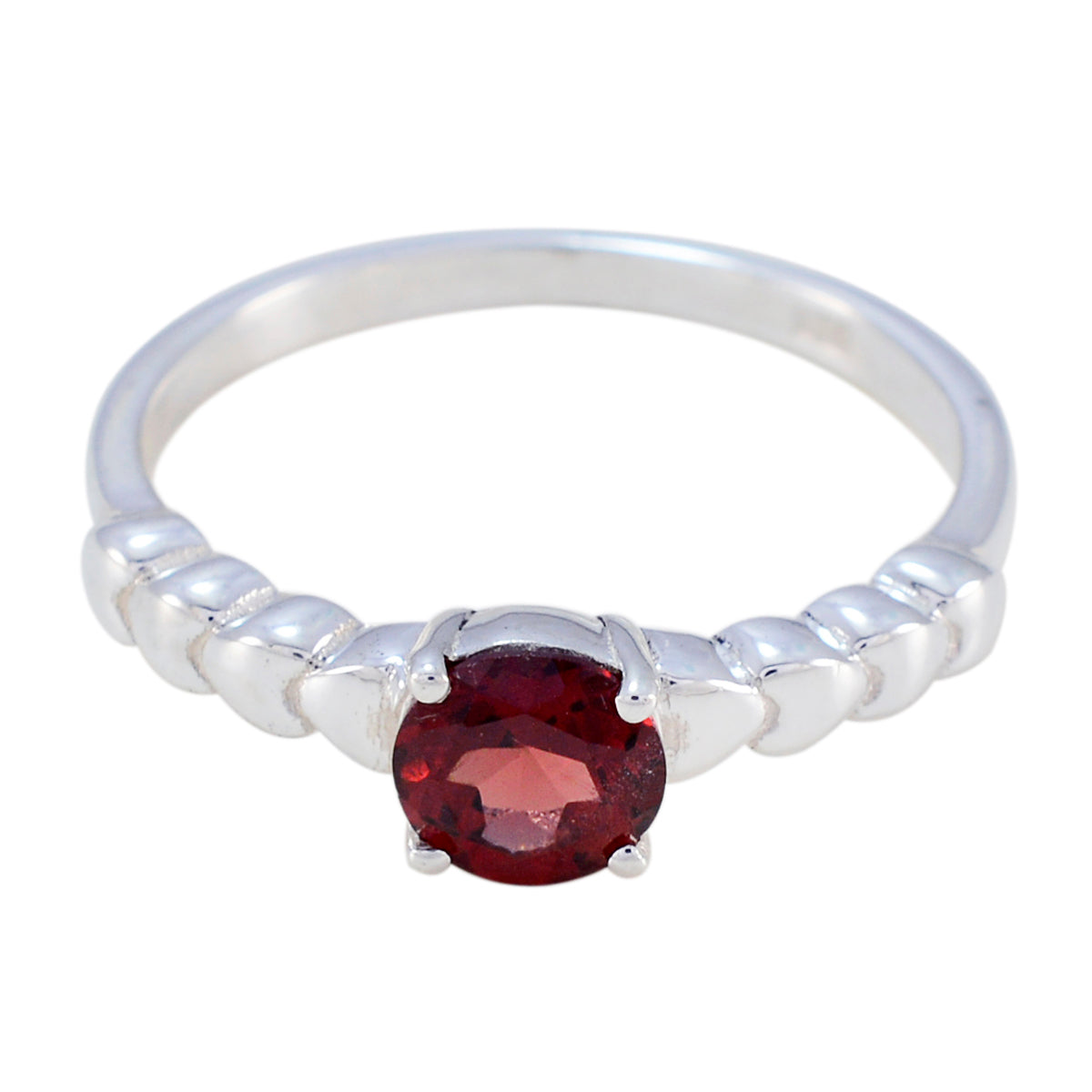 Garnet Solitaire Japanese 925 Silver Red Gems Whisper thin Luxurious Ring Jewelry