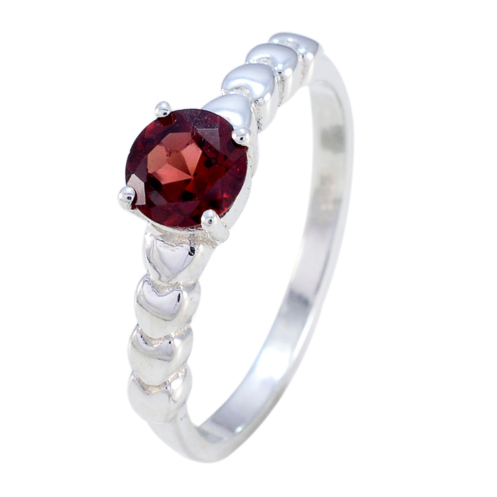 Garnet Solitaire Japanese 925 Silver Red Gems Whisper thin Luxurious Ring Jewelry