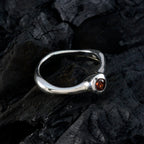 Garnet Solitaire French 925 Sterling Silver Red Gemstones Featherlight Sophisticated Ring Jewelry