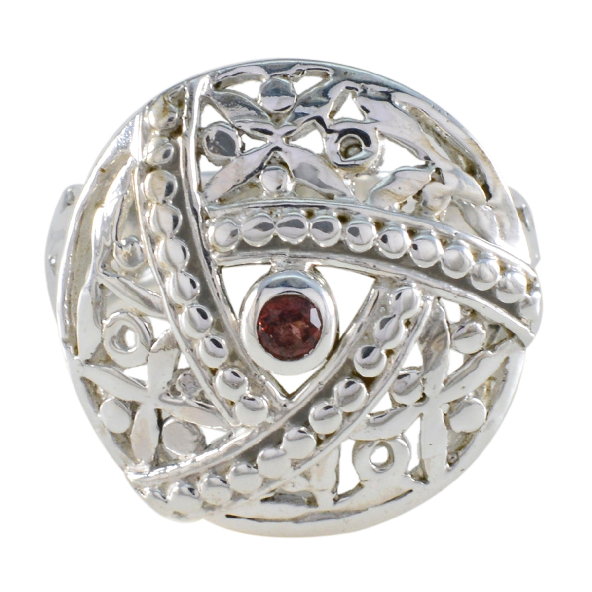 Garnet Solitaire Middle Eastern Silver Red Gems Essential  Filigree Ring Jewellery