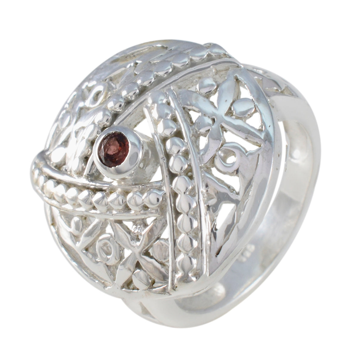 Granaat Solitaire Midden-Oosterse Zilveren Rode Edelstenen Essentiële Filigree Ring Sieraden Secundaire afbeelding