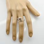 Garnet Solitaire American 92.5 Silver Red Gems Delicate Contemporary Ring Jewelry