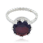 Garnet Solitaire Indian 925 Sterling Silver Red Gemstones Slim Luxurious Ring Jewellery