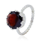 Garnet Solitaire Indian 925 Sterling Silver Red Gemstones Slim Luxurious Ring Jewellery