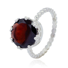 Garnet Solitaire Indian 925 Sterling Silver Red Gemstones Slim Luxurious Ring Jewellery