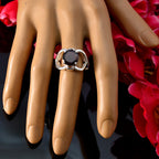 Garnet Solitaire African 925 Sterling Silver Red Gemstones Minimal Contemporary Ring Jewelry