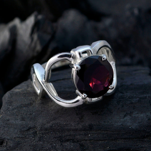 Garnet Solitaire African 925 Sterling Silver Red Gemstones Minimal Contemporary Ring Jewelry
