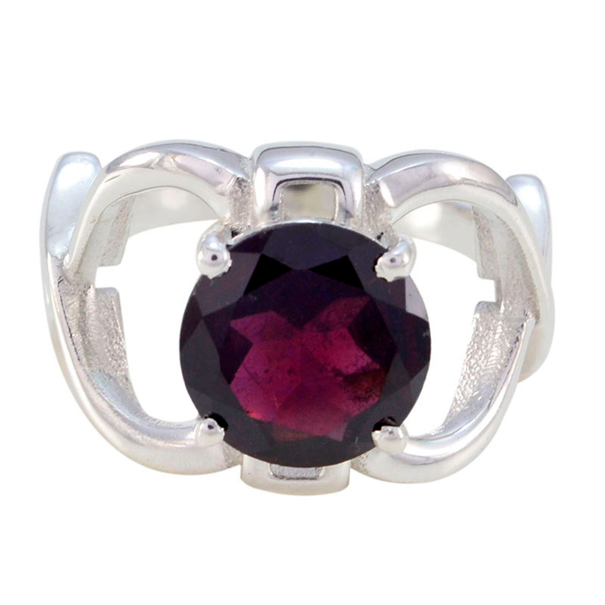 Garnet Solitaire African 925 Sterling Silver Red Gemstones Minimal Contemporary Ring Jewelry メイン画像