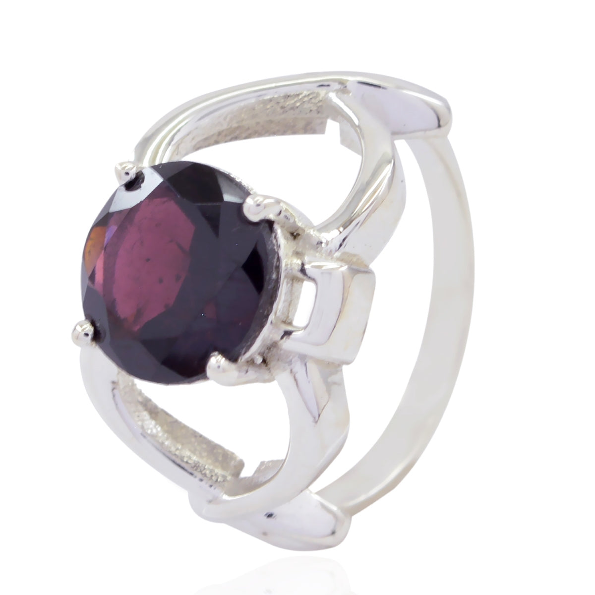 Garnet Solitaire African 925 Sterling Silver Red Gemstones Minimal Contemporary Ring Jewelry