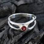 Garnet Solitaire Japanese Silver Red Gemstones Whisper thin Romantic Ring Jewelry