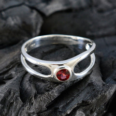 Garnet Solitaire Japanese Silver Red Gemstones Whisper thin Romantic Ring Jewelry
