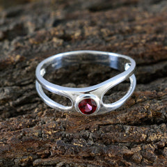 Garnet Solitaire Japanese Silver Red Gemstones Whisper thin Romantic Ring Jewelry