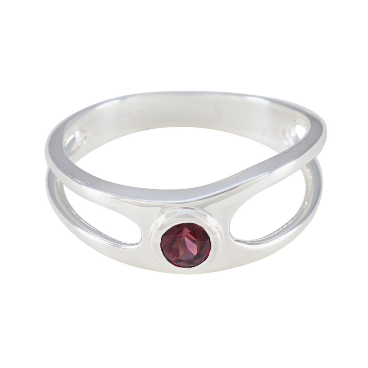 Garnet Solitaire Japanese Silver Red Gemstones Whisper thin Romantic Ring Jewelry