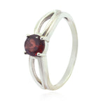 Garnet Solitaire Korean Sterling Silver Red Gemstones Dainty Abstract Ring Jewellery