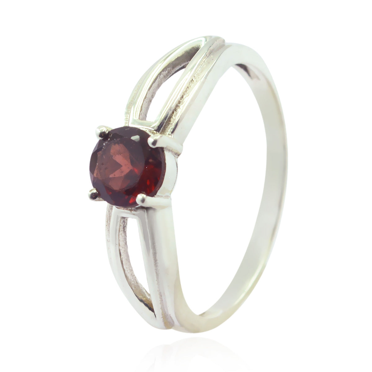 Garnet Solitaire Korean Sterling Silver Red Gemstones Dainty Abstract Ring Jewellery
