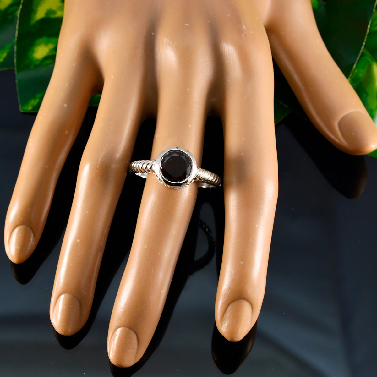 Garnet Solitaire African Silver Red Gemstones Minimal Contemporary Ring Jewellery