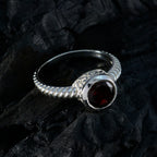 Garnet Solitaire African Silver Red Gemstones Minimal Contemporary Ring Jewellery