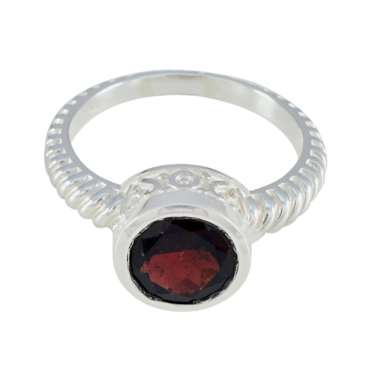 Garnet Solitaire African Silver Red Gemstones Minimal Contemporary Ring Jewellery