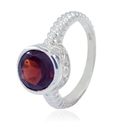 Garnet Solitaire African Silver Red Gemstones Minimal Contemporary Ring Jewellery