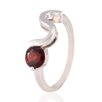 Garnet Solitaire Korean 925 Silver Red Gemstone Whisper thin Trendy Ring Jewellery
