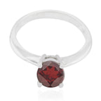 Garnet Solitaire Japanese 925 Silver sterling Red Gems Whisper thin Luxurious Ring Jewelry