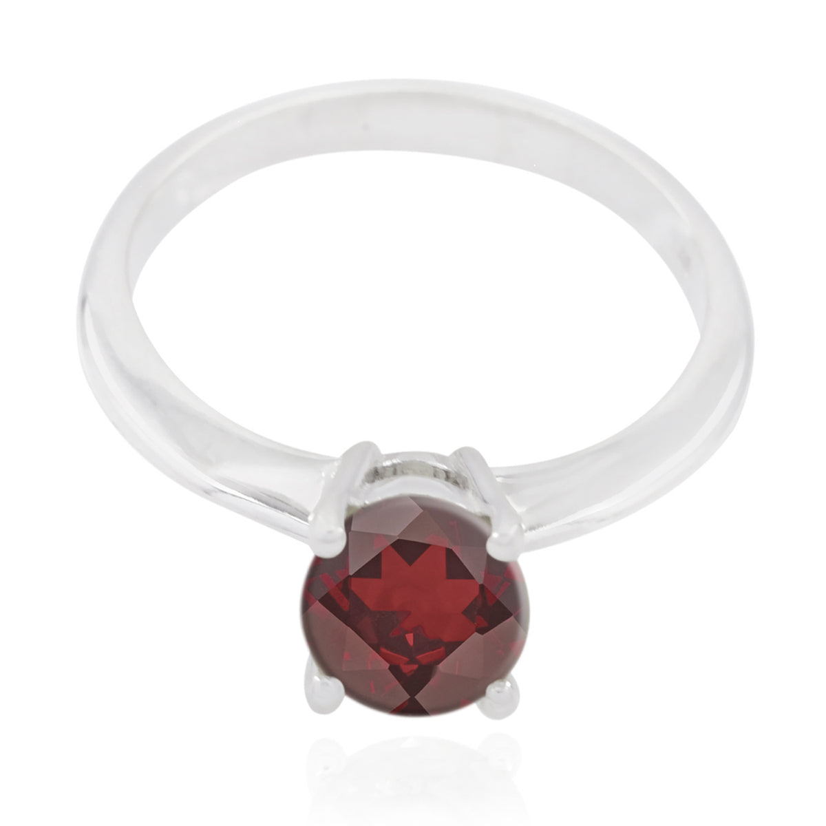 Garnet Solitaire Japanese 925 Silver sterling Red Gems Whisper thin Luxurious Ring Jewelry