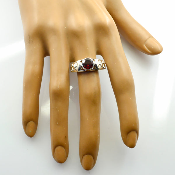 Garnet Solitaire Australian 92.5 Silver Red Gems Slim Filigree Ring Jewelry