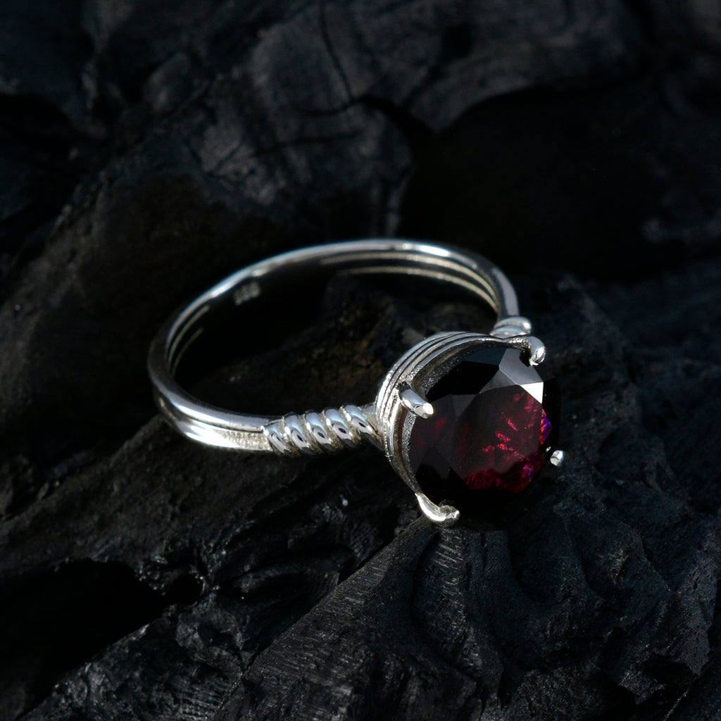 Garnet Solitaire American 925 Silver Red Gemstone Whisper thin Trendy Ring Jewelry