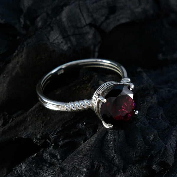 Garnet Solitaire American 925 Silver Red Gemstone Whisper thin Trendy Ring Jewelry
