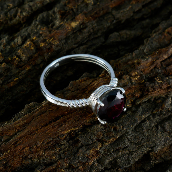 Garnet Solitaire American 925 Silver Red Gemstone Whisper thin Trendy Ring Jewelry