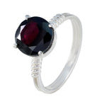 Garnet Solitaire American 925 Silver Red Gemstone Whisper thin Trendy Ring Jewelry