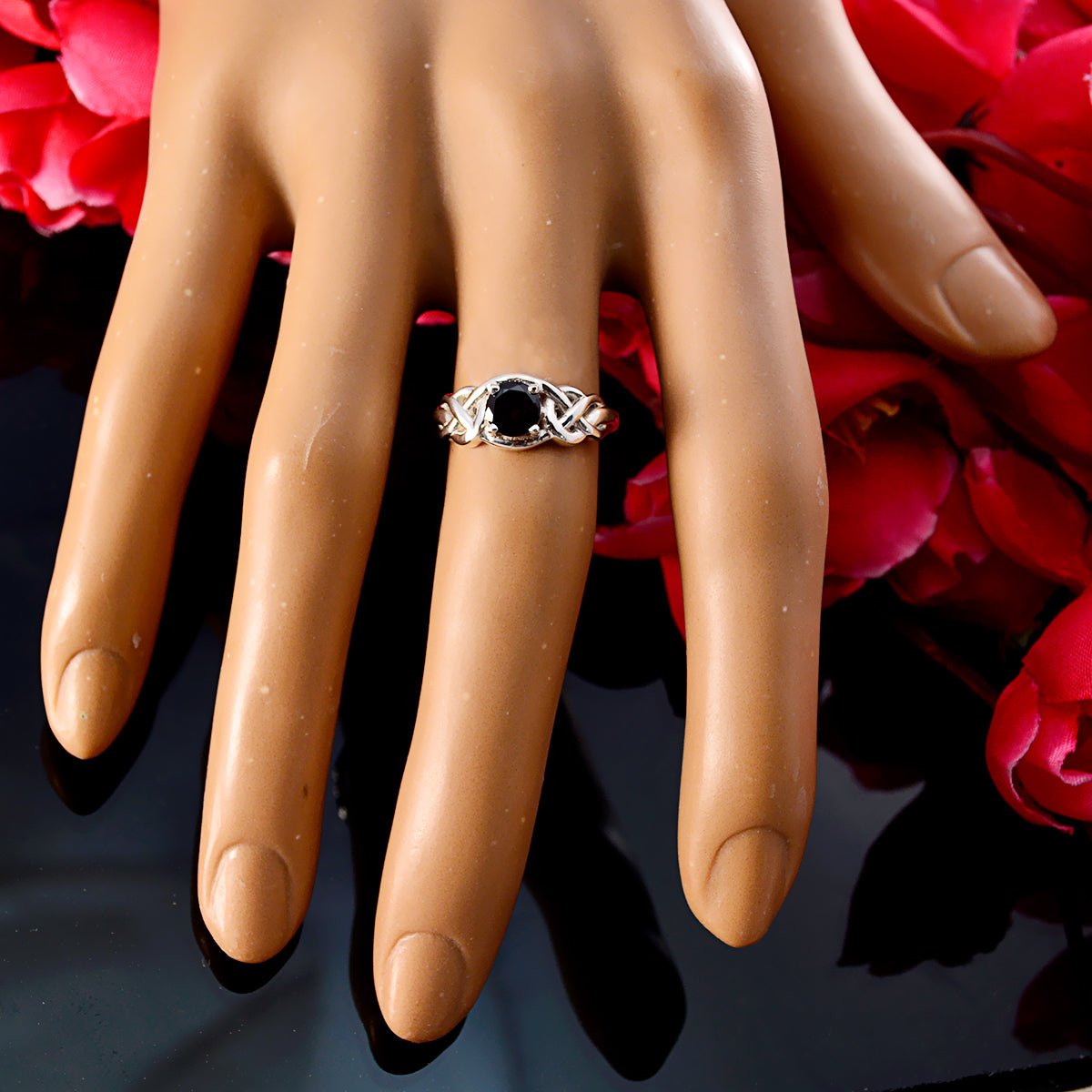 Garnet Solitaire Korean 925 Silver Red Gems Dainty Fairytale Ring Jewellery