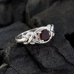 Garnet Solitaire Korean 925 Silver Red Gems Dainty Fairytale Ring Jewellery