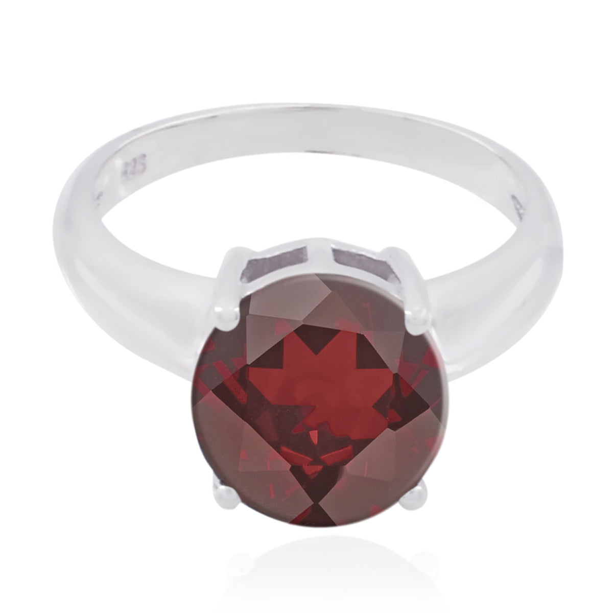 Garnet Solitaire Egyptian 925 Sterling Silver Red Gemstones Tiny Glamorous Ring Jewellery