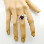 Garnet Solitaire Egyptian 925 Sterling Silver Red Gemstones Tiny Glamorous Ring Jewellery