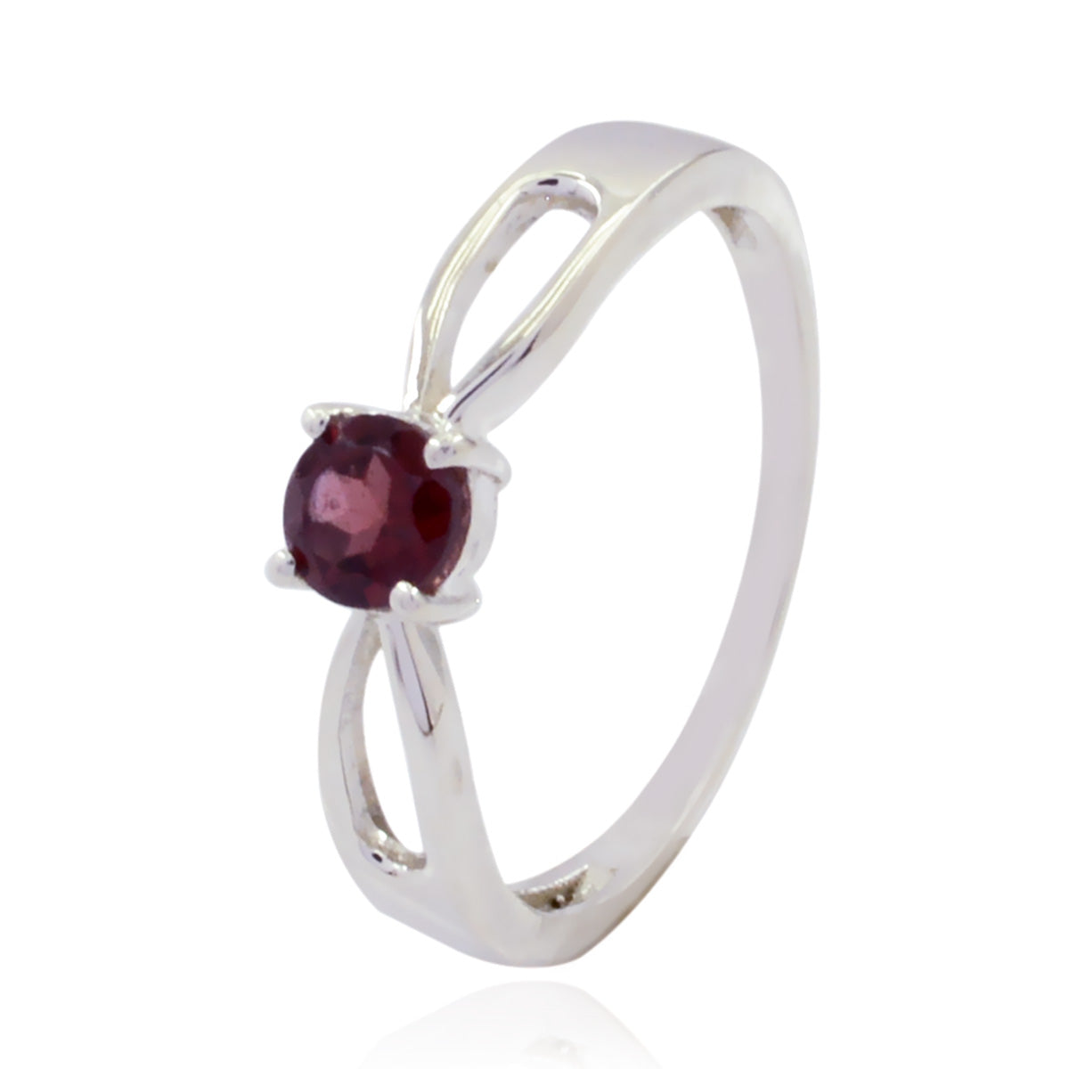 Garnet Solitaire Japanese Sterling Silver Red Gemstone Delicate Romantic Ring Jewellery