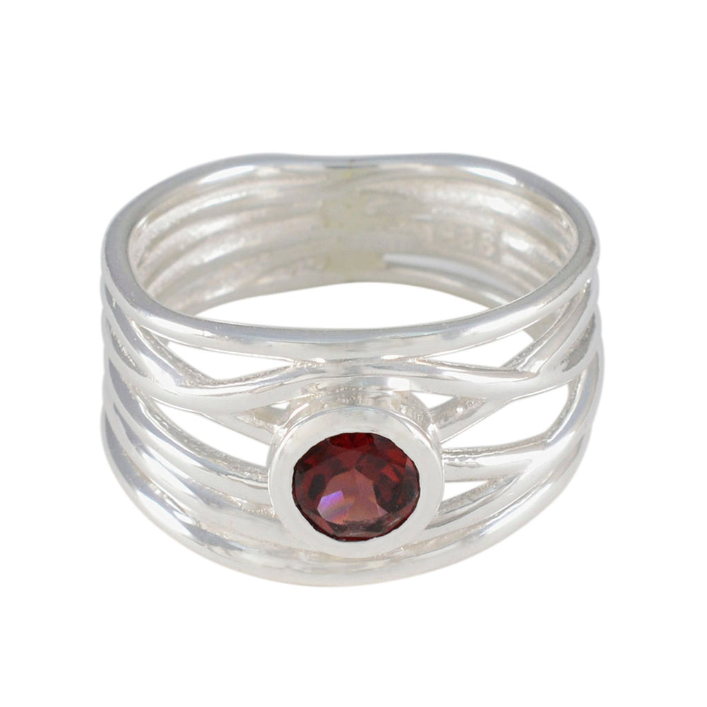 Garnet Solitaire Australian Silver Red Gems Eye catching Rope Wire Band Jewelry