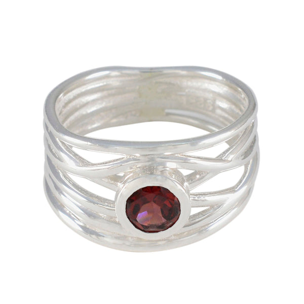 Garnet Solitaire Australian Silver Red Gems Eye catching Rope Wire Band Jewelry