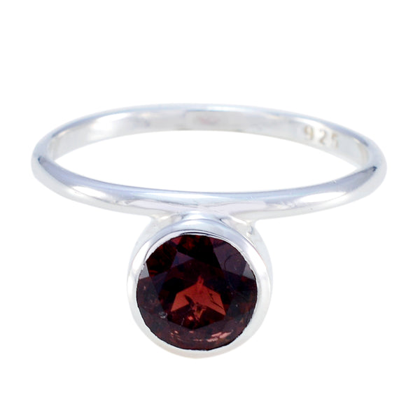 Garnet Solitaire American 92.5 Silver Red Gemstone Delicate Sophisticated Ring Jewelry