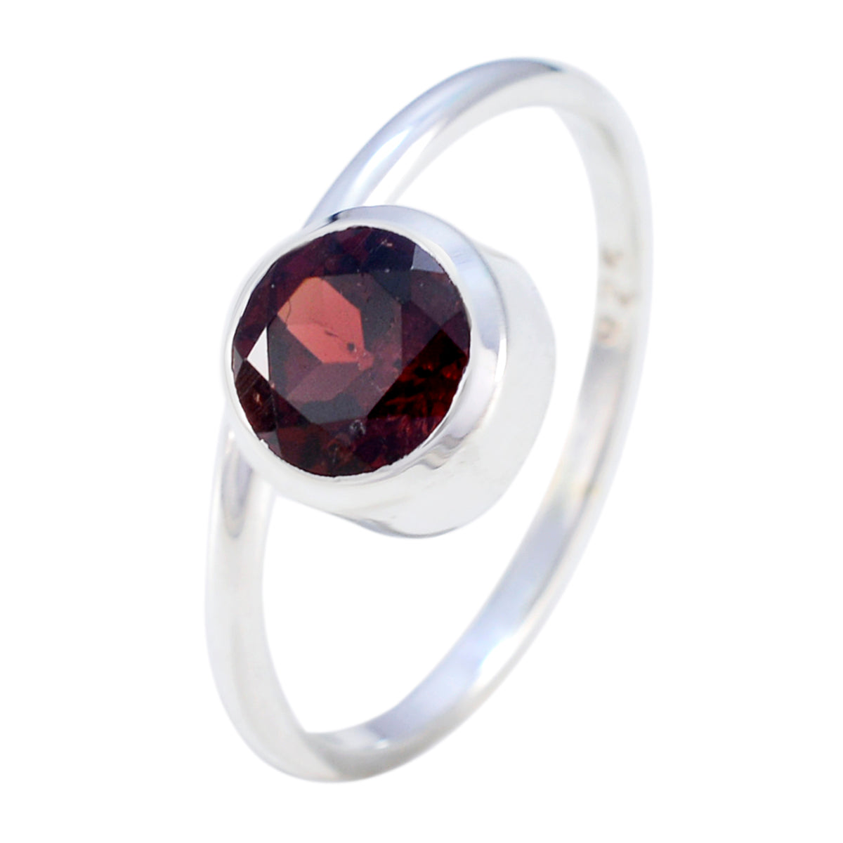 Garnet Solitaire American 92.5 Silver Red Gemstone Delicate Sophisticated Ring Jewelry