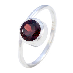 Garnet Solitaire American 92.5 Silver Red Gemstone Delicate Sophisticated Ring Jewelry