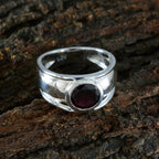 Garnet Solitaire Indian Sterling Silver Red Gems Classic Feminine Ring Jewelry