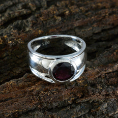 Garnet Solitaire Indian Sterling Silver Red Gems Classic Feminine Ring Jewelry