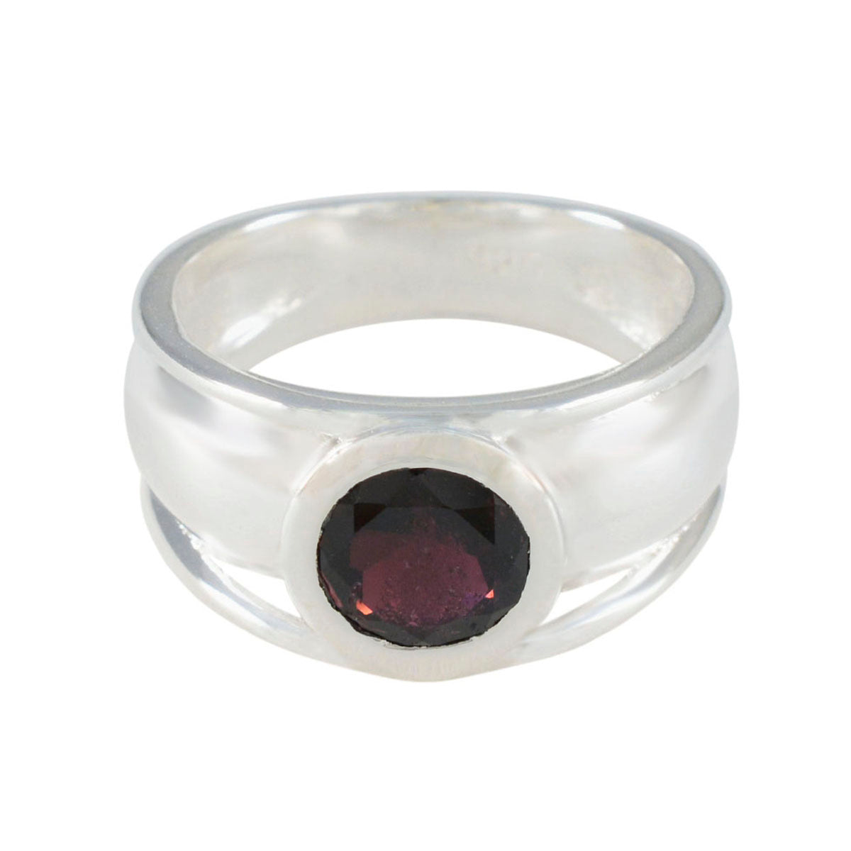 Garnet Solitaire Indian Sterling Silver Red Gems Classic Feminine Ring Jewelry Hoofdafbeelding
